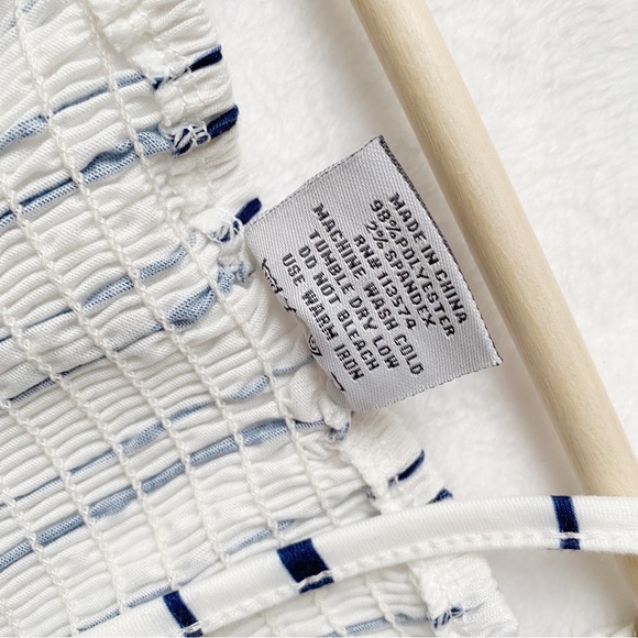 White & Blue Stripe Button Down Front Style Sundress - Picture 8 of 9